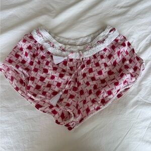 Poupette St. Barth Pink and White Patterned Shorts silk